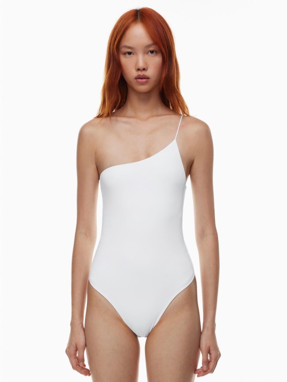 Babaton Asymmetric One-Shoulder White Bodysuit